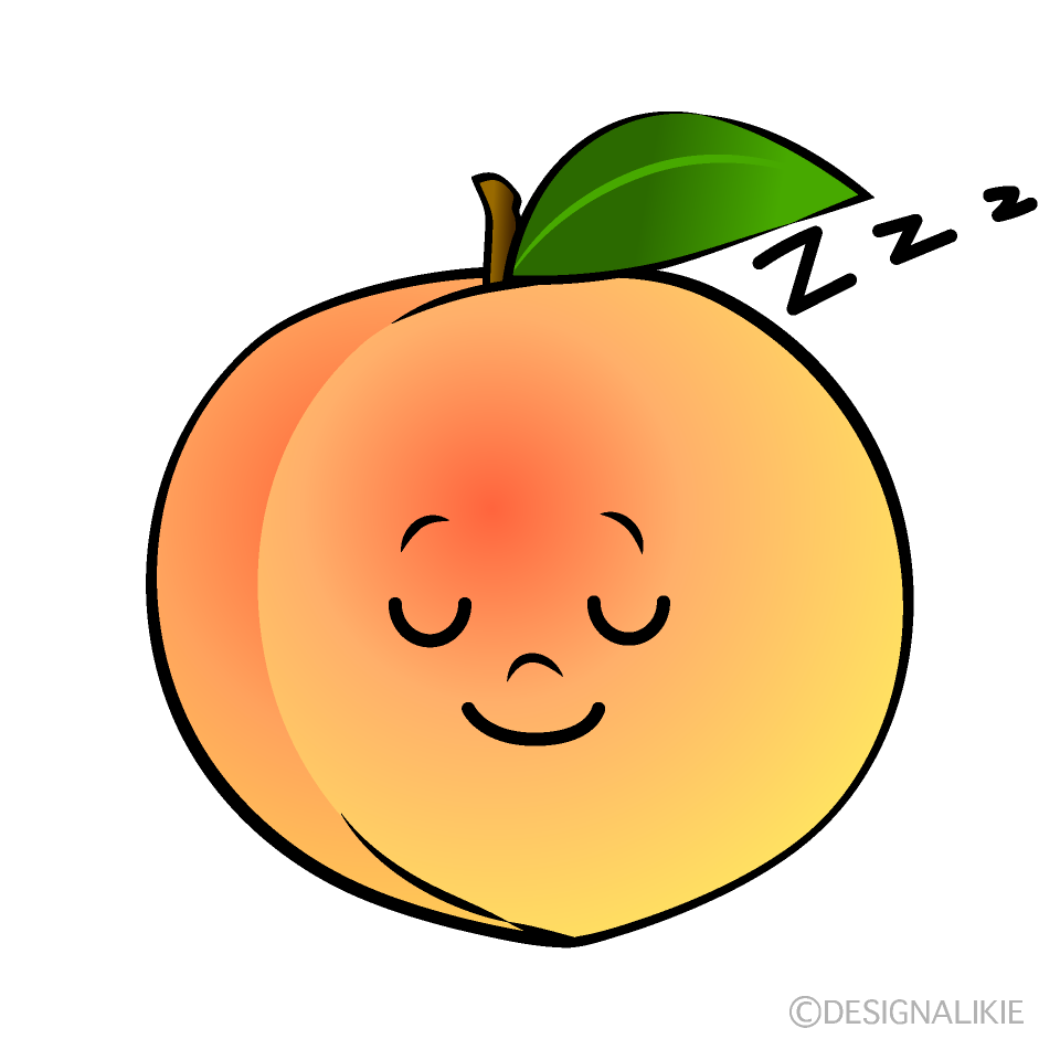 かわいい寝る桃イラスト