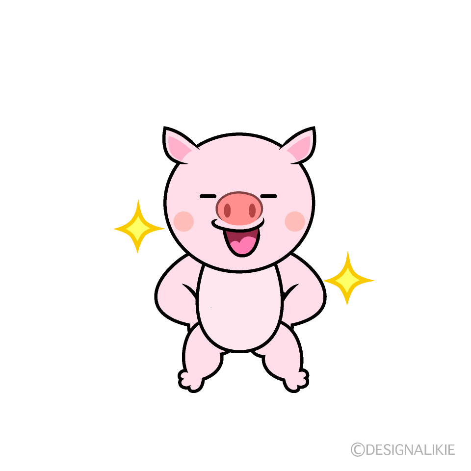 かわいい自信満々なブタイラスト