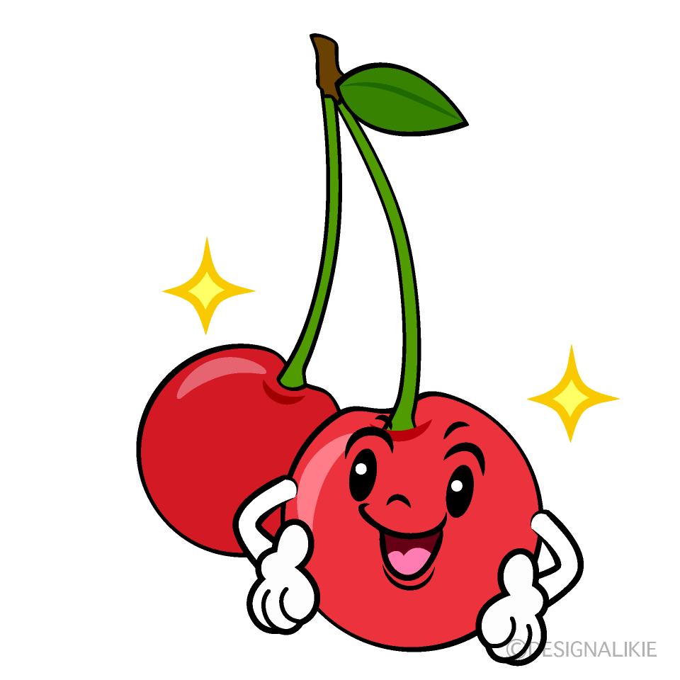 かわいい自信満々のサクランボイラスト