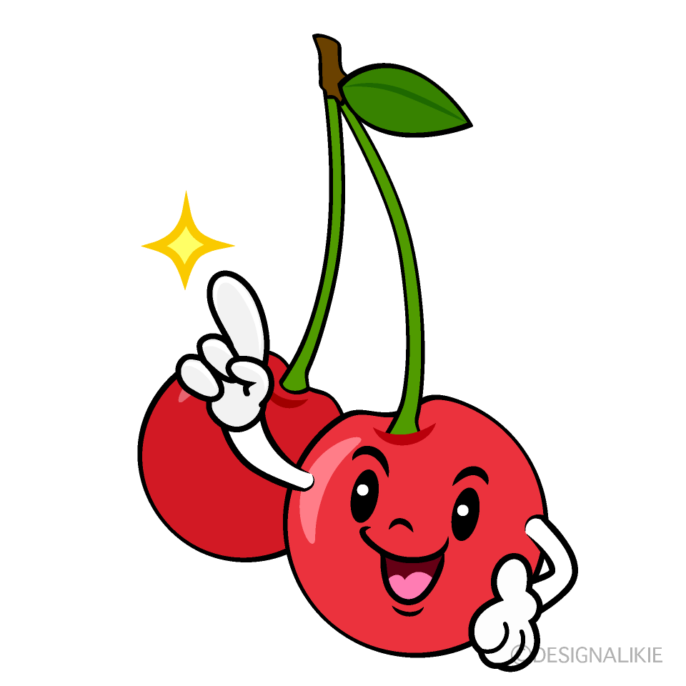 かわいい指差しサクランボイラスト