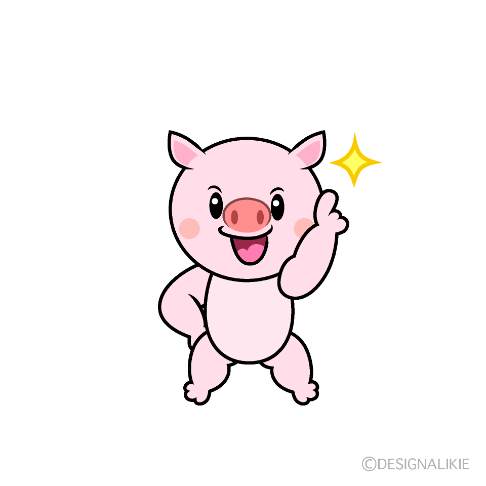 かわいい指差しするブタイラスト