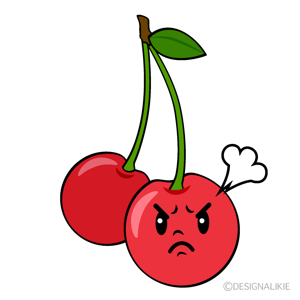 かわいい怒るサクランボイラスト