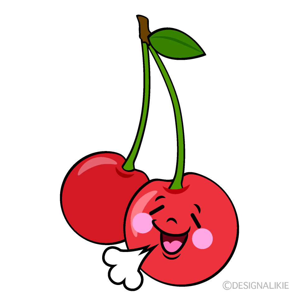 かわいいリラックスするサクランボイラスト