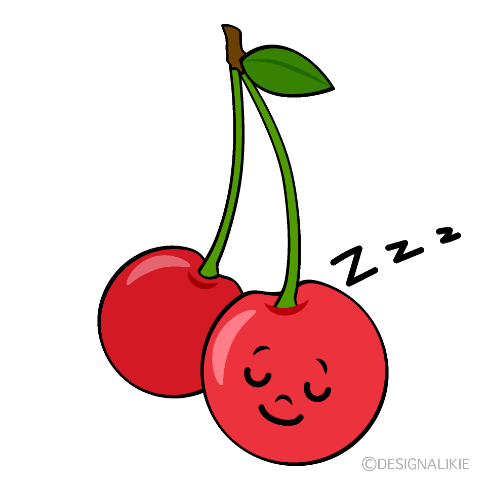 かわいい寝るサクランボイラスト