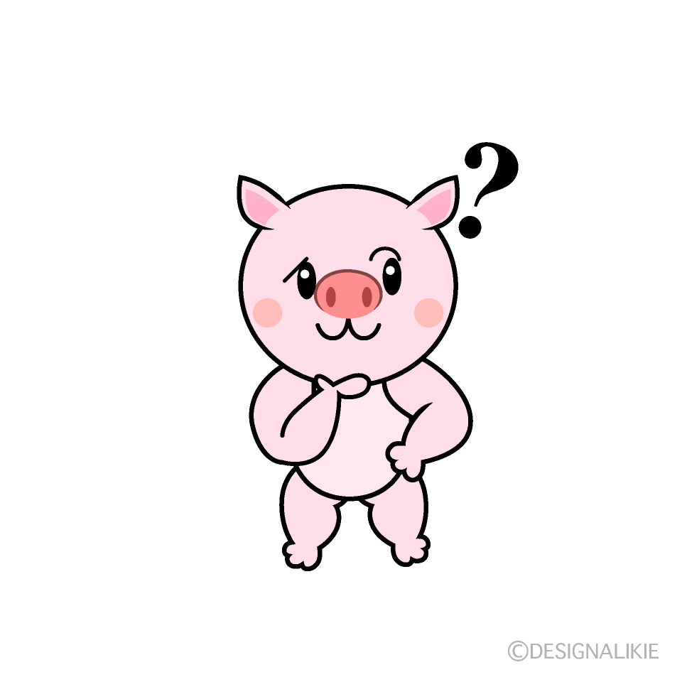 かわいい考えるブタイラスト
