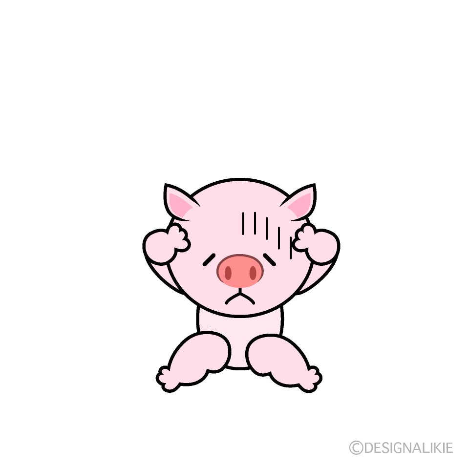 かわいい落ち込むブタイラスト