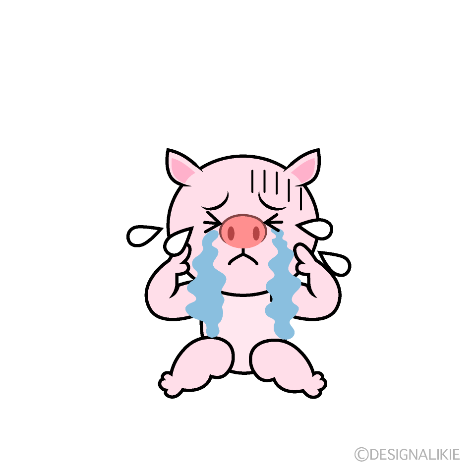 かわいい泣くブタイラスト