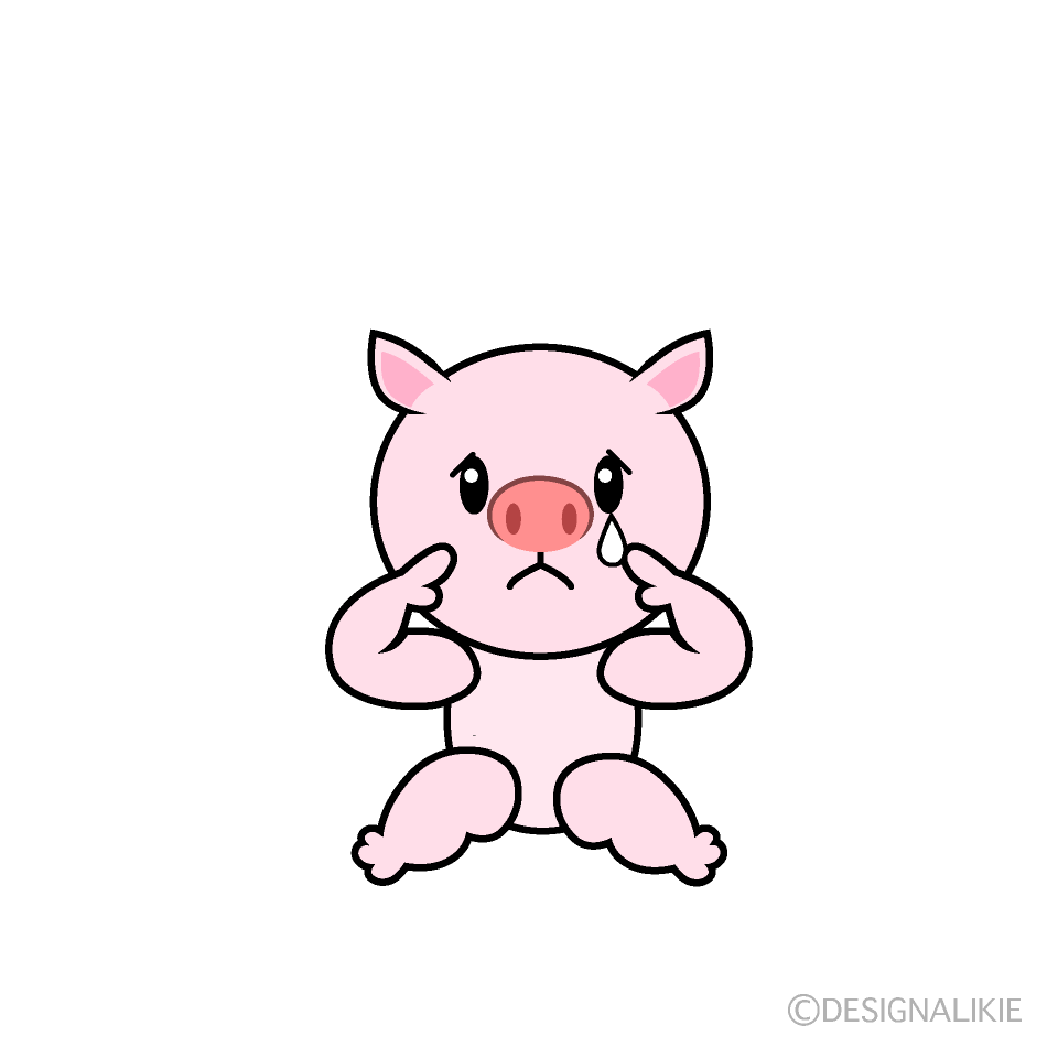 かわいい悲しいブタイラスト