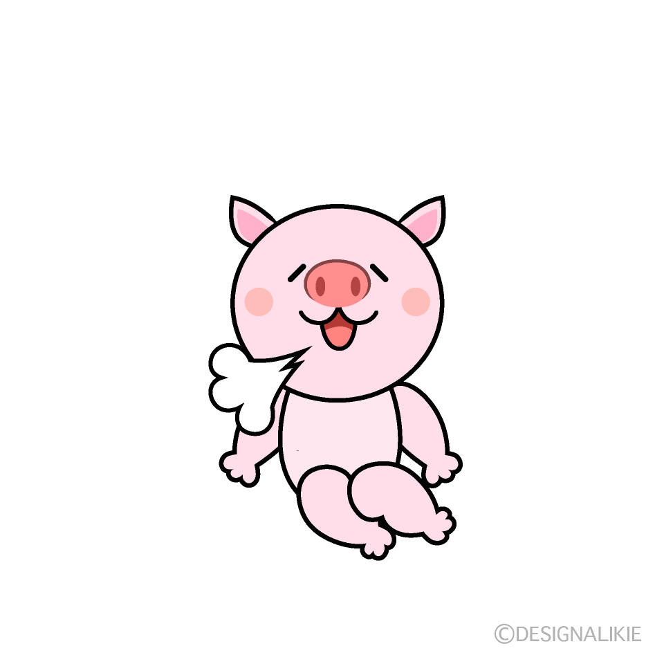 かわいいリラックスしたブタイラスト
