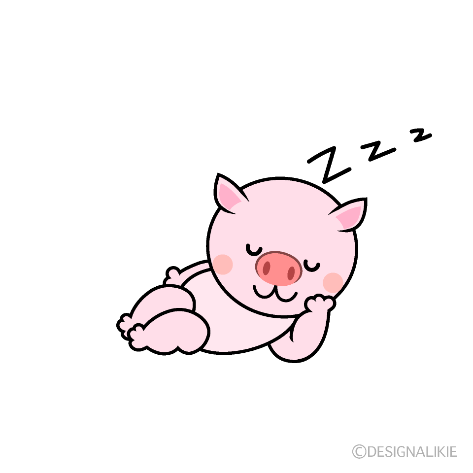 かわいい寝るブタイラスト