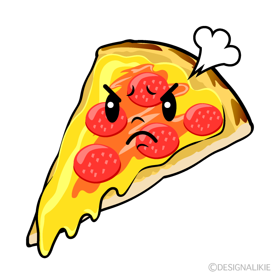 かわいい怒るピザイラスト