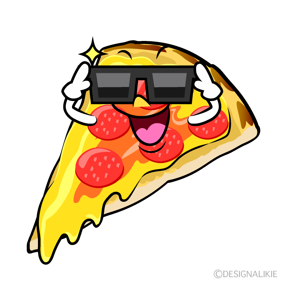 かわいいサングラスのピザイラスト