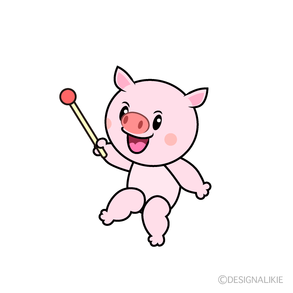 かわいい説明するブタイラスト