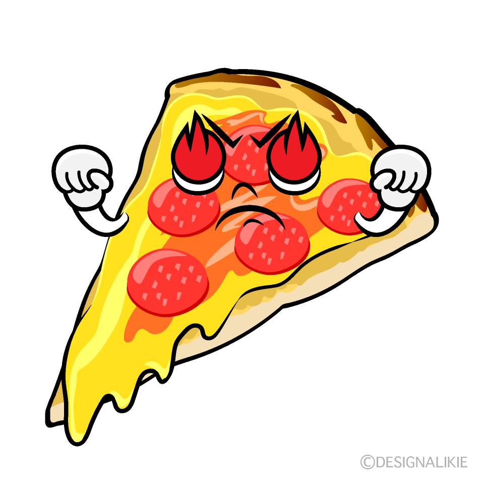 かわいい燃えるピザイラスト