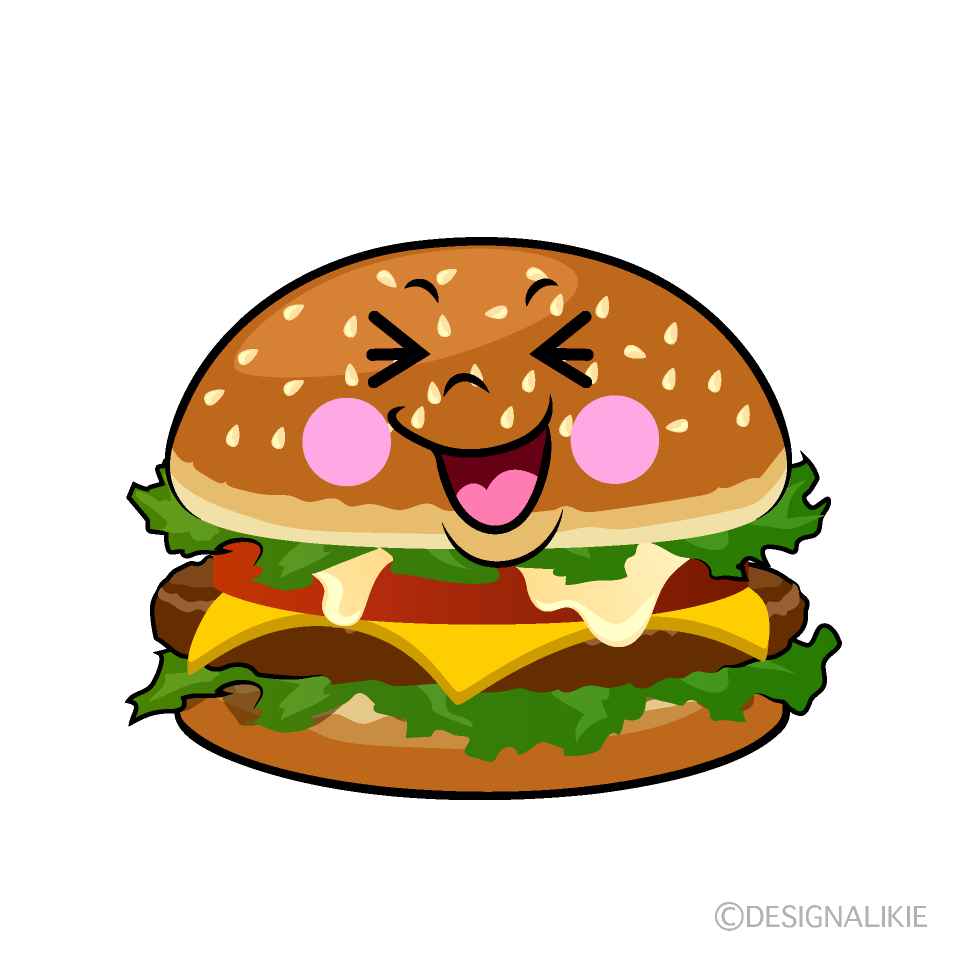 かわいい笑うハンバーガーイラスト