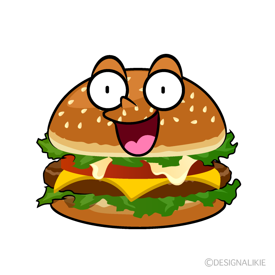 かわいい驚くハンバーガーイラスト