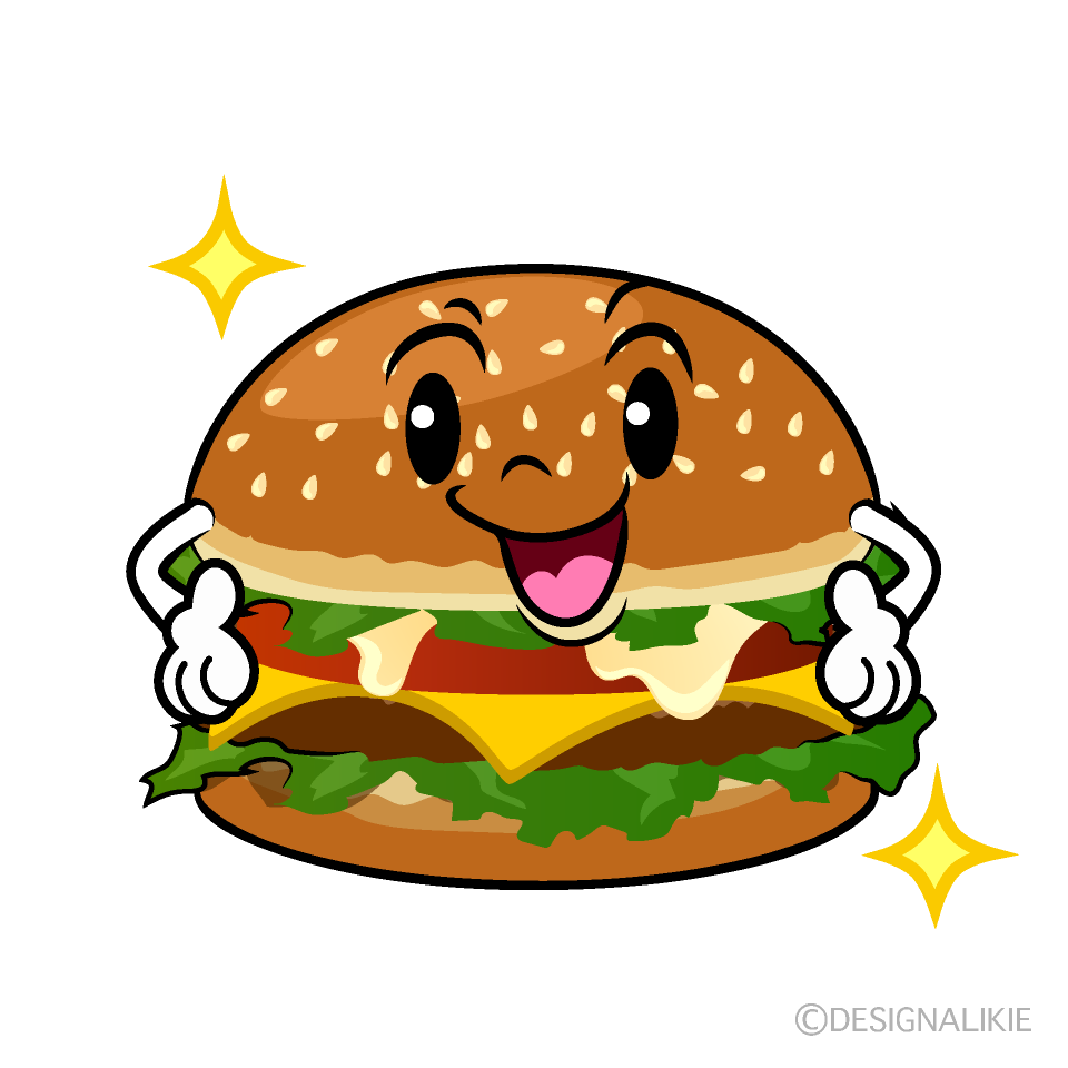 かわいい自信満々なハンバーガーイラスト