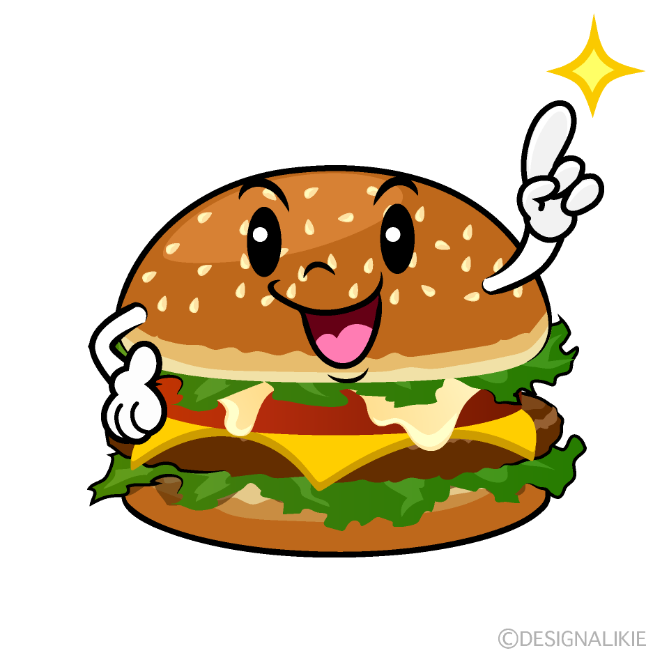 かわいい指差しハンバーガーイラスト