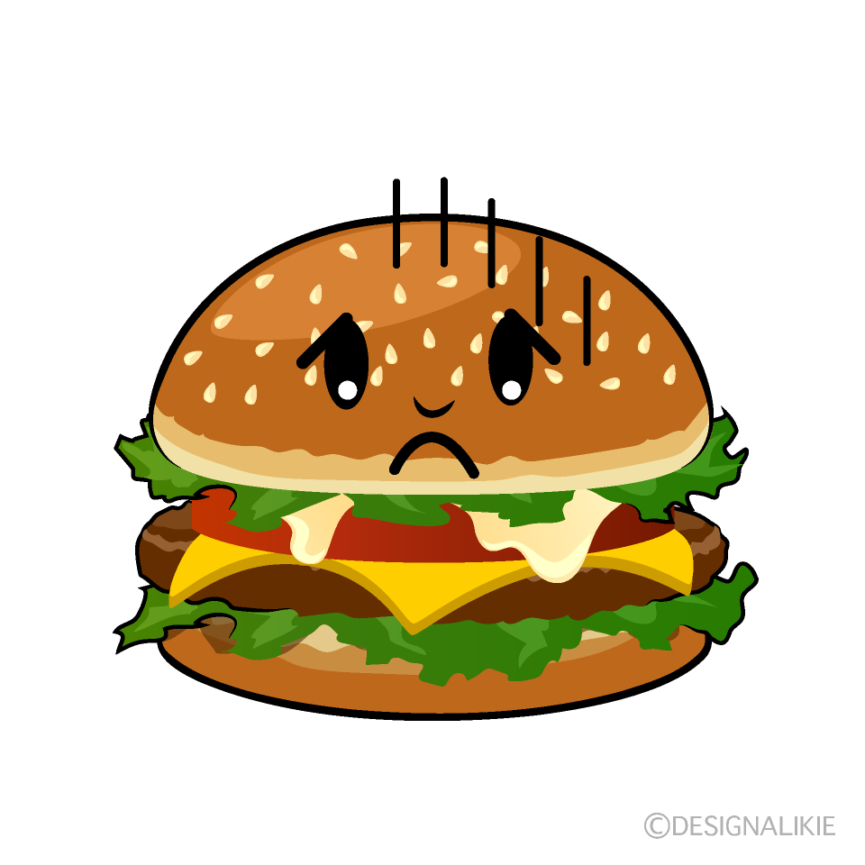 かわいい落ち込むハンバーガーイラスト