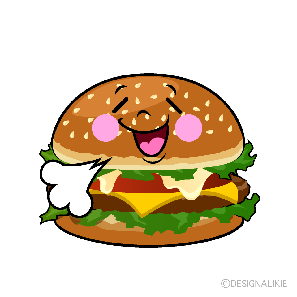 かわいいリラックスするハンバーガーイラスト