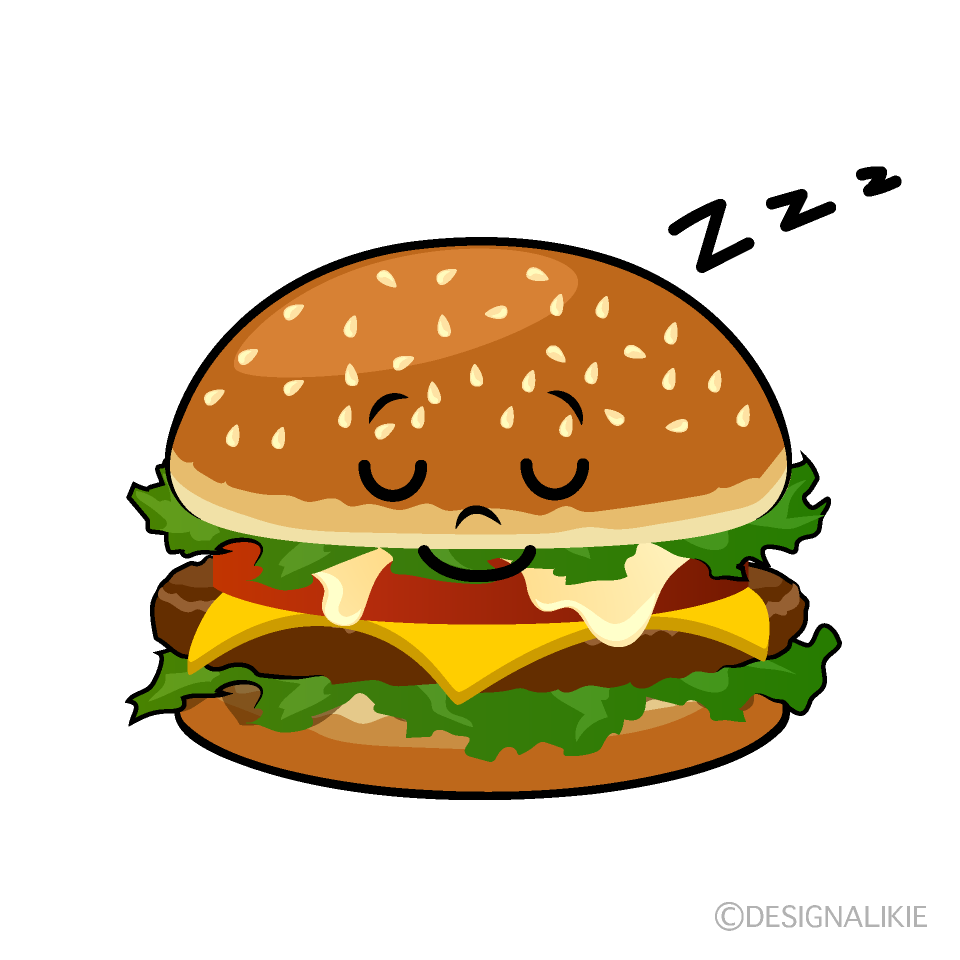 かわいい寝るハンバーガーイラスト