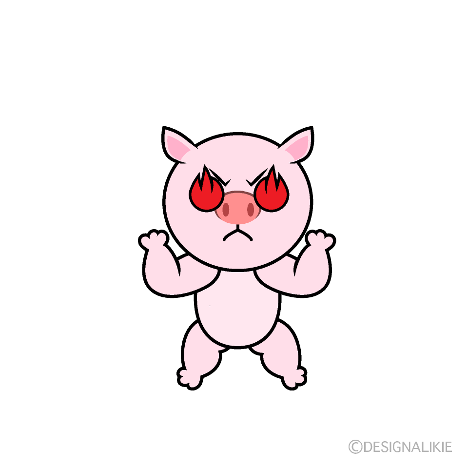 かわいい燃えるブタイラスト
