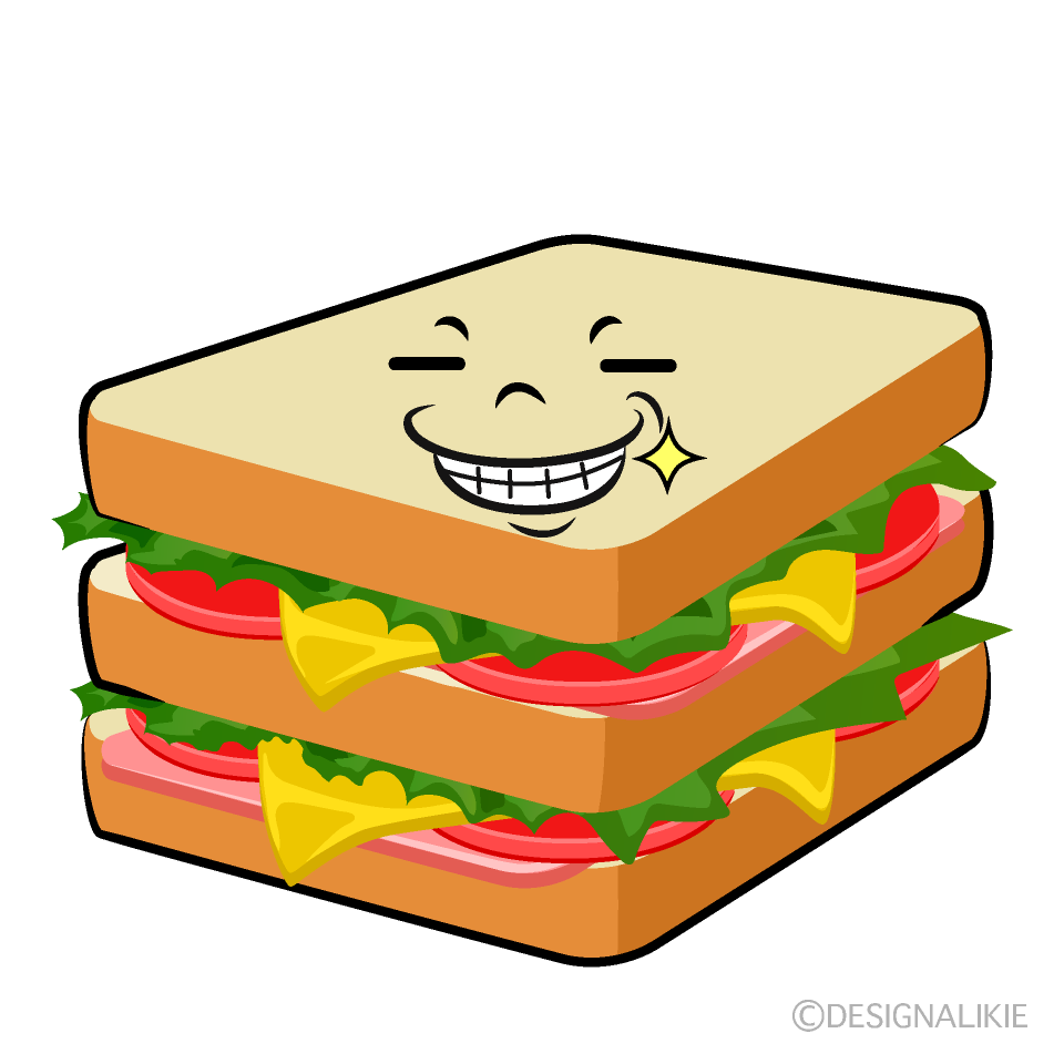 かわいいニヤリとするサンドイッチイラスト