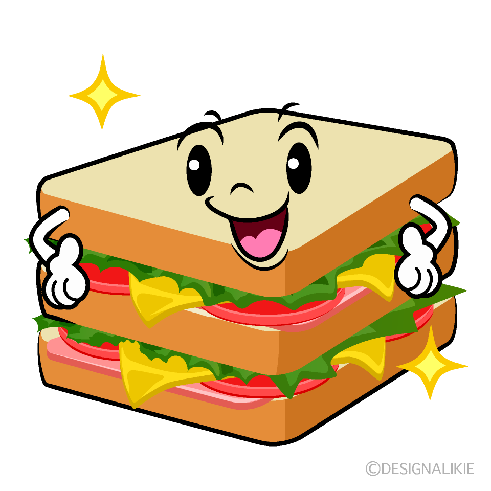 かわいい自信満々なサンドイッチイラスト