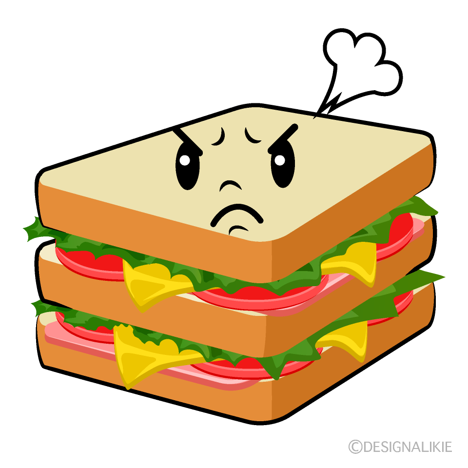 かわいい怒るサンドイッチイラスト