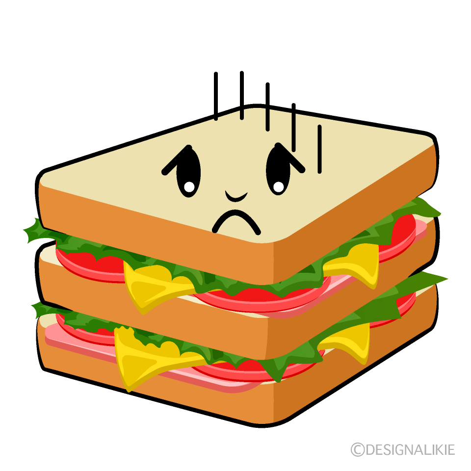 かわいい落ち込むサンドイッチイラスト