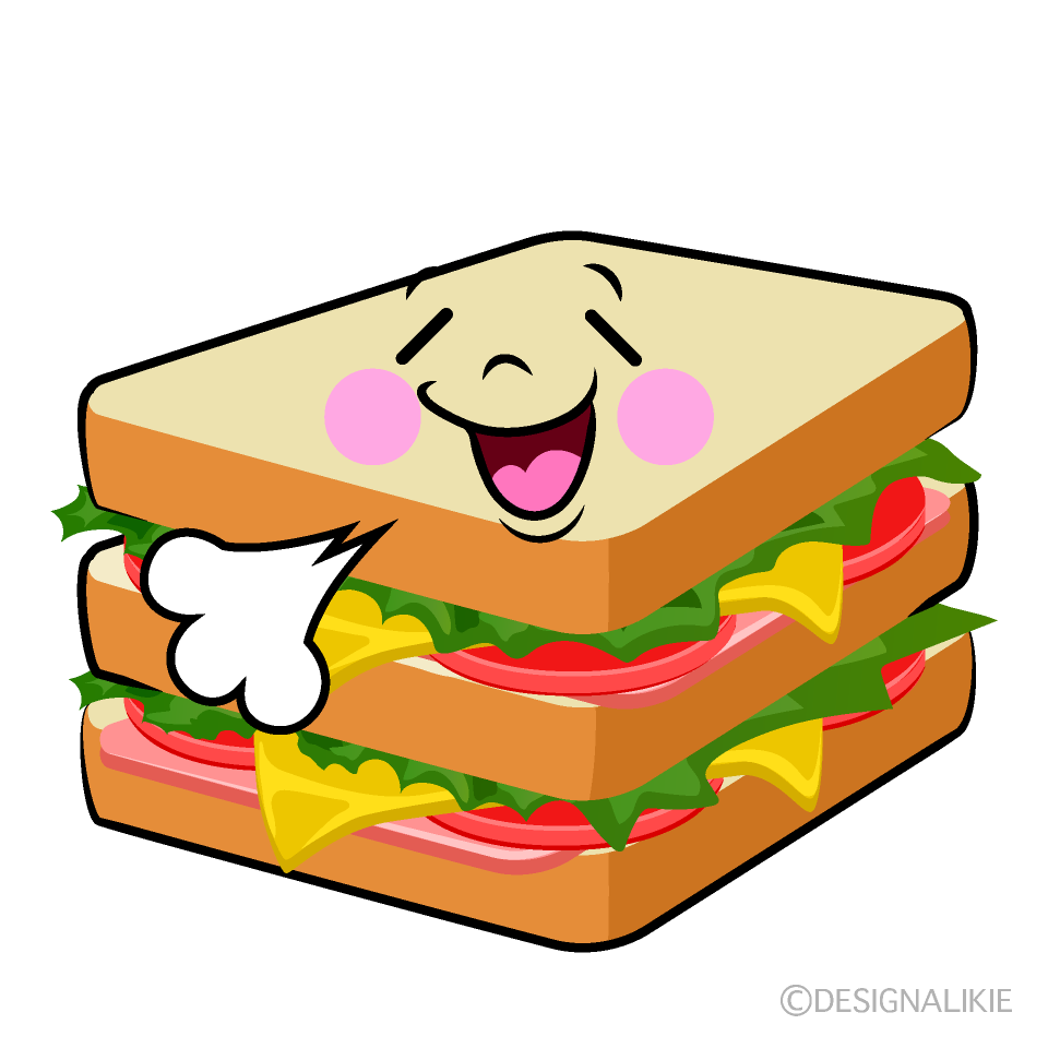 かわいいリラックスしたサンドイッチイラスト