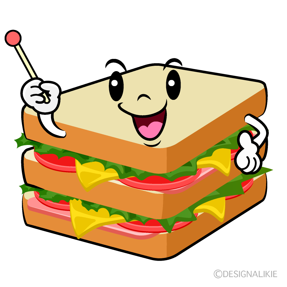 かわいい説明するサンドイッチイラスト