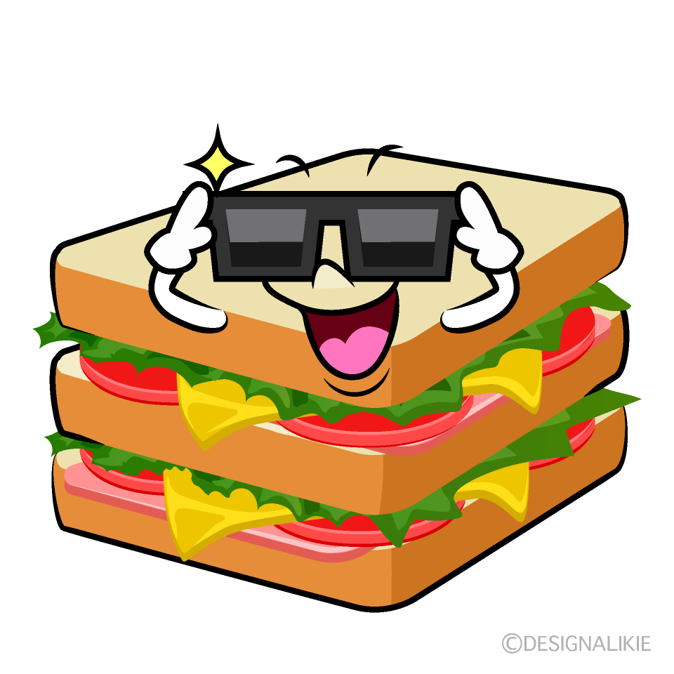 かわいいサングラスのサンドイッチイラスト