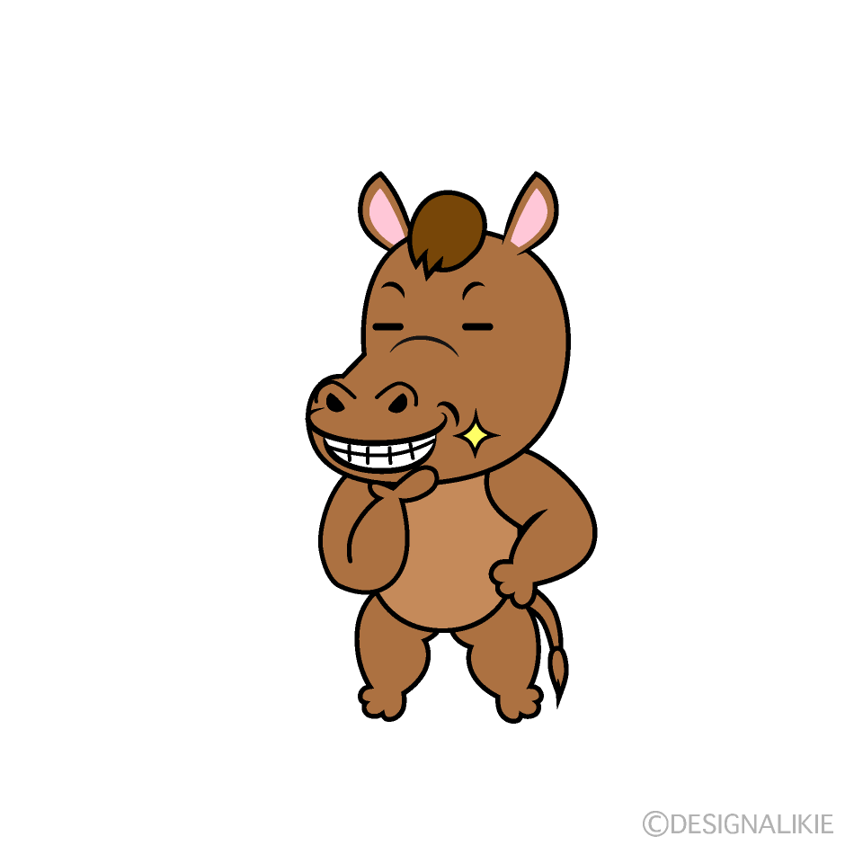 かわいいニヤリとするウマイラスト