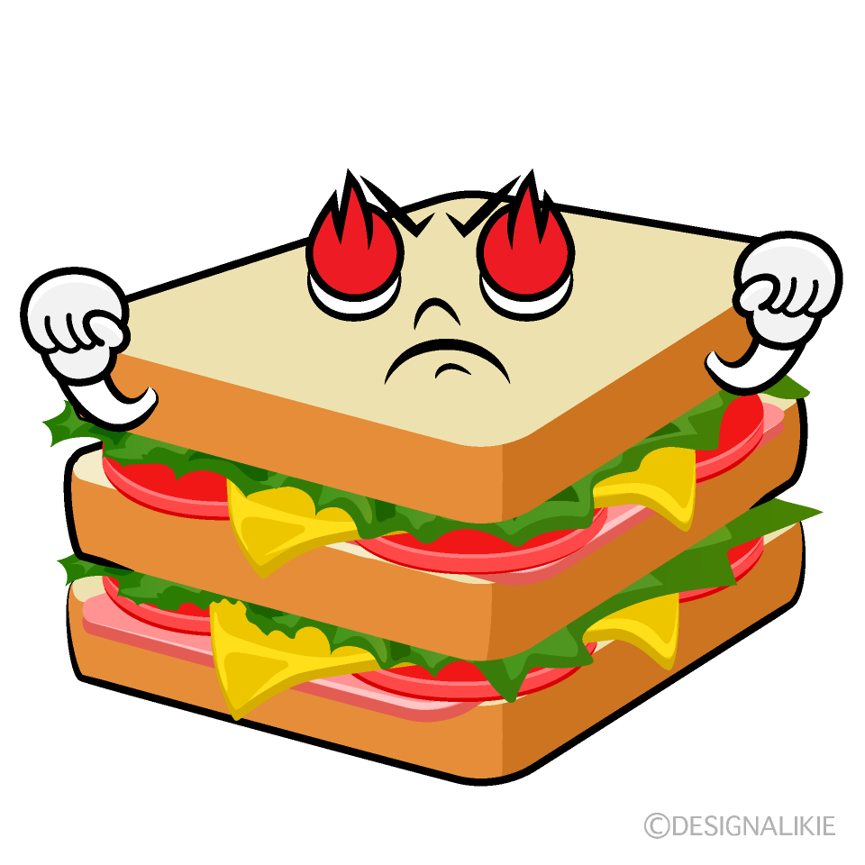 かわいい燃えるサンドイッチイラスト