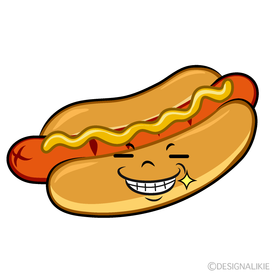 かわいいニヤリとするホットドックイラスト