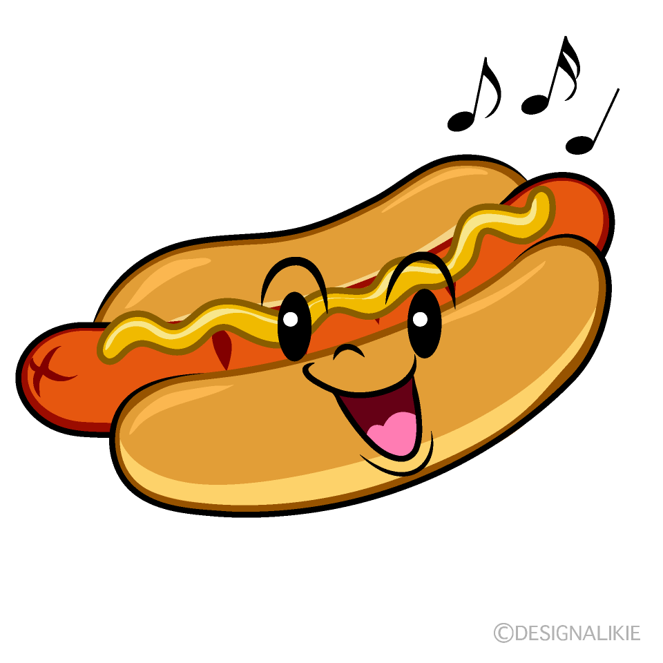 かわいい歌うホットドックイラスト