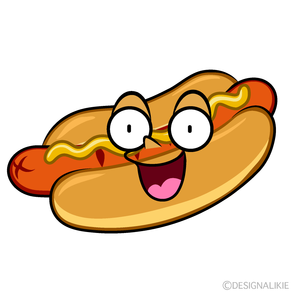 かわいい驚くホットドックイラスト