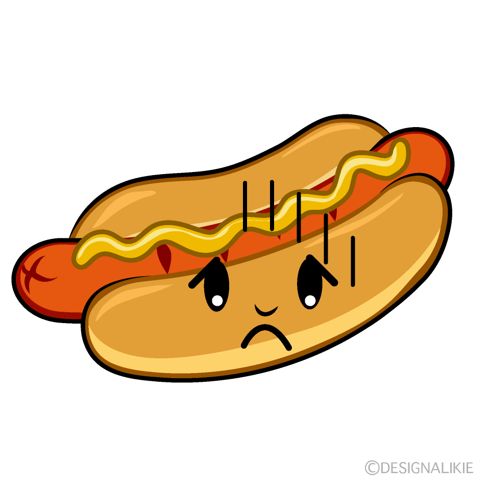 かわいい落ち込むホットドックイラスト