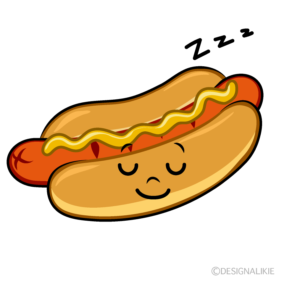 かわいい寝るホットドックイラスト