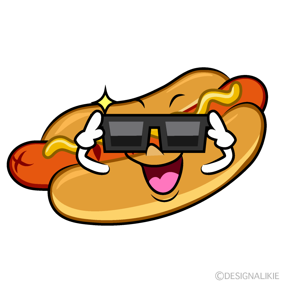 かわいいサングラスのホットドックイラスト