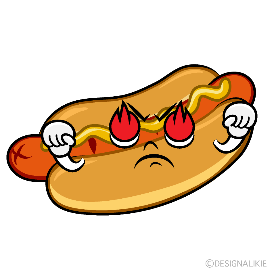 かわいい燃えるホットドックイラスト