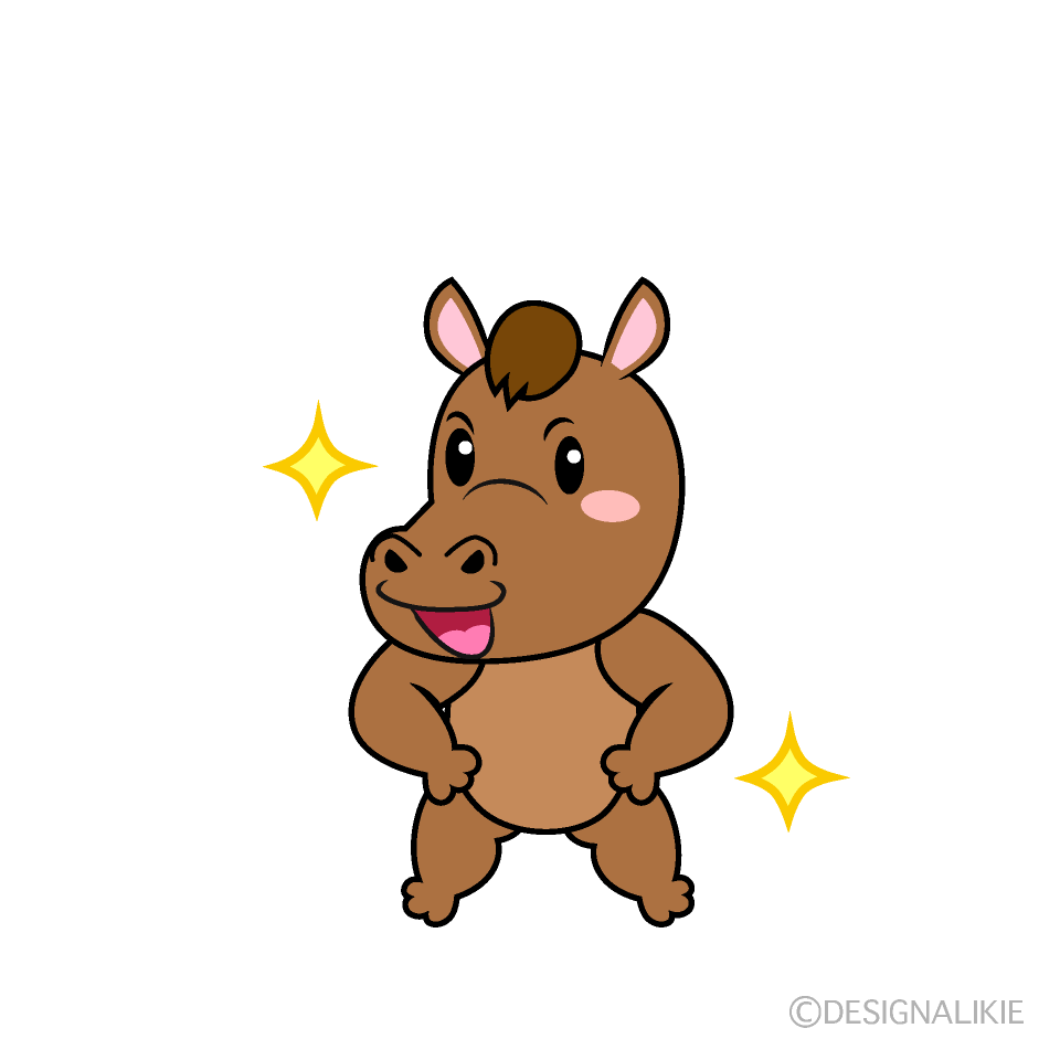 かわいい自信満々なウマイラスト