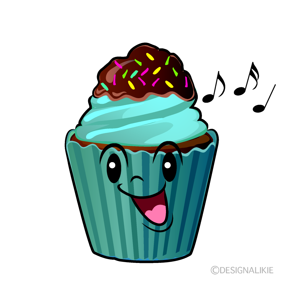 Cute Singing Cupcake Clipart