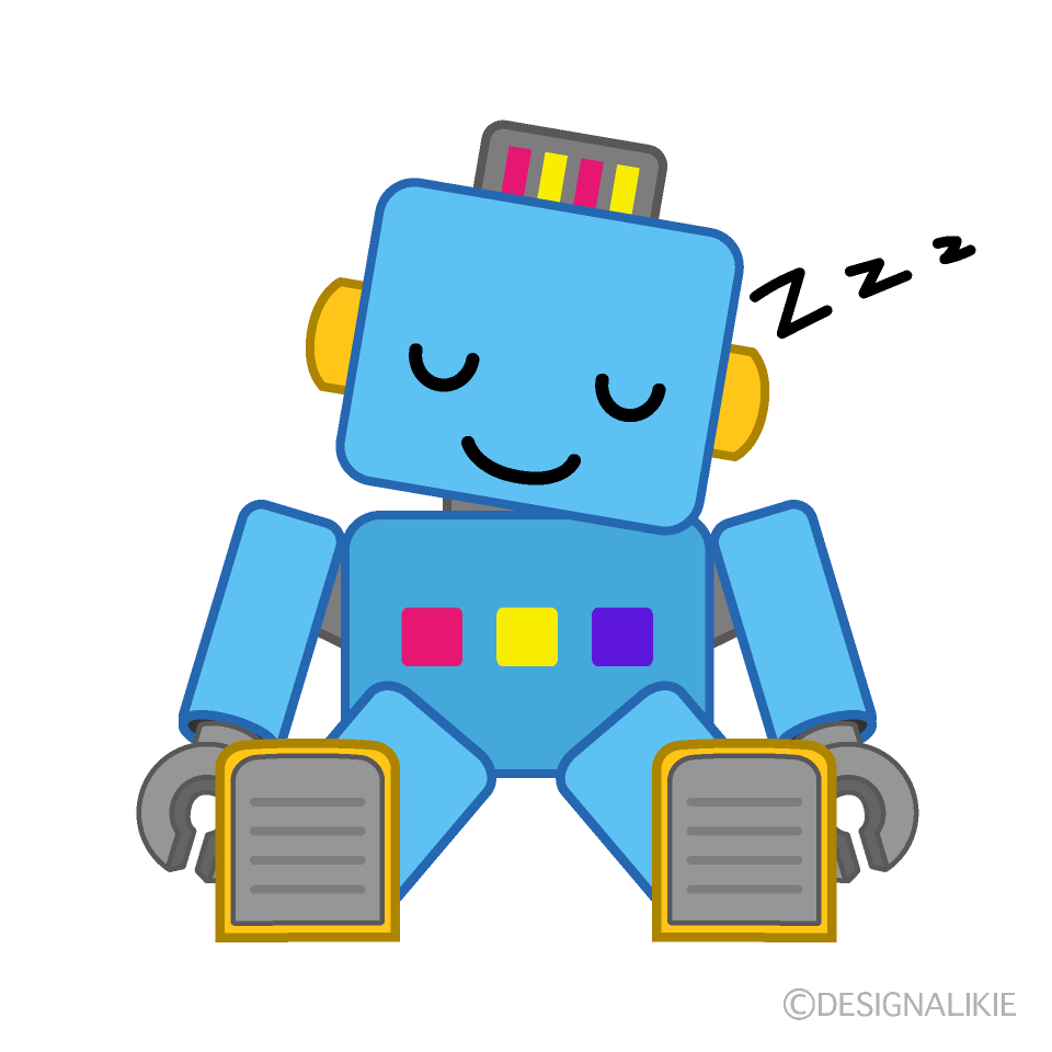 かわいい寝るロボットイラスト