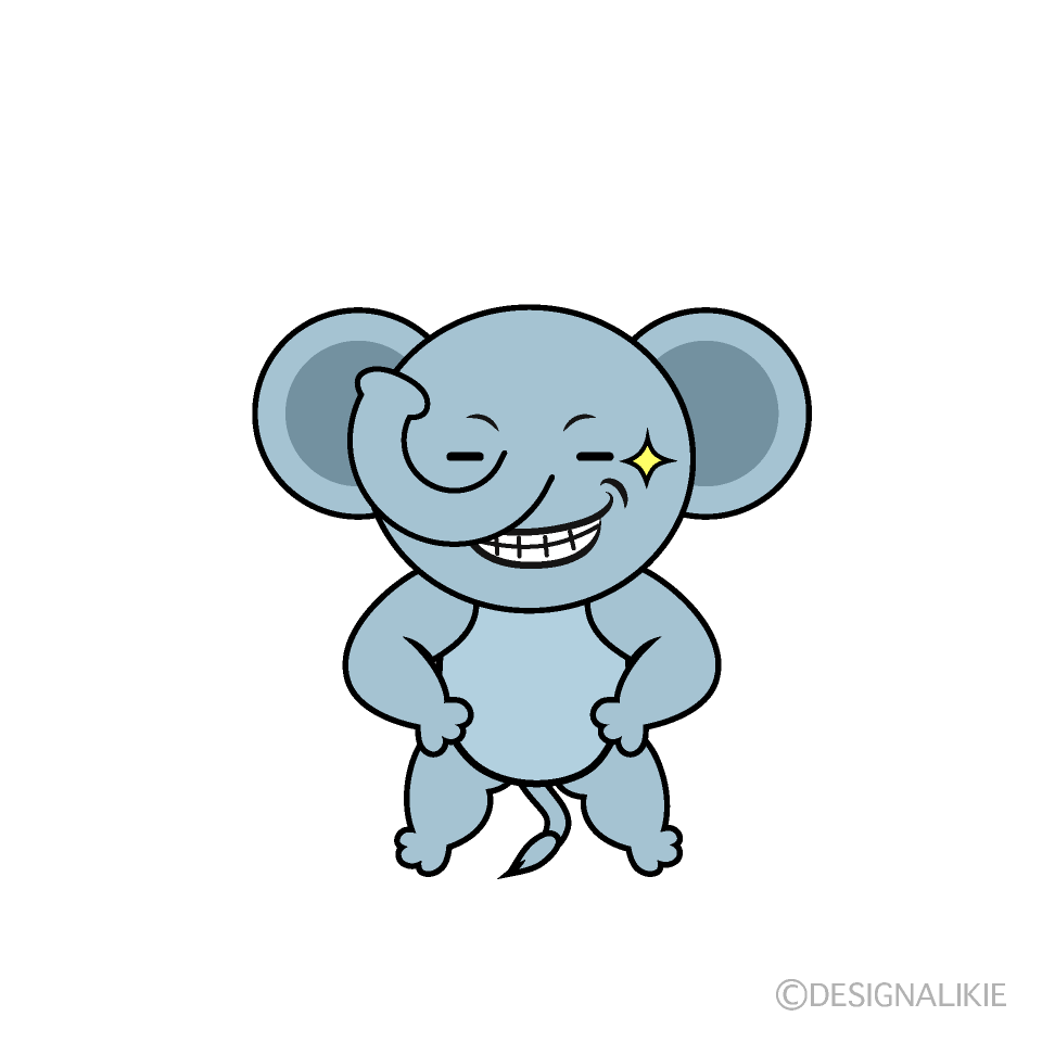 かわいいニヤリとするゾウイラスト