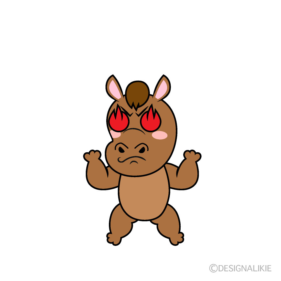 かわいい燃えるウマイラスト