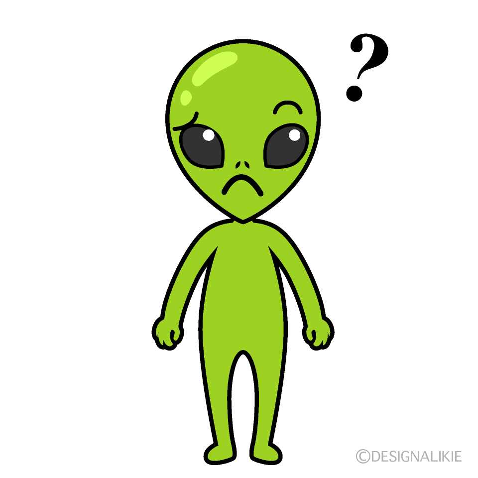 かわいい考える宇宙人イラスト