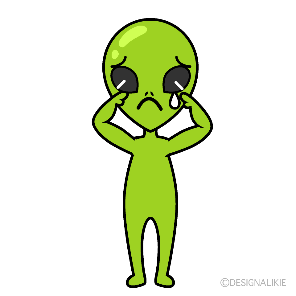 Cute Sad Alien Clipart