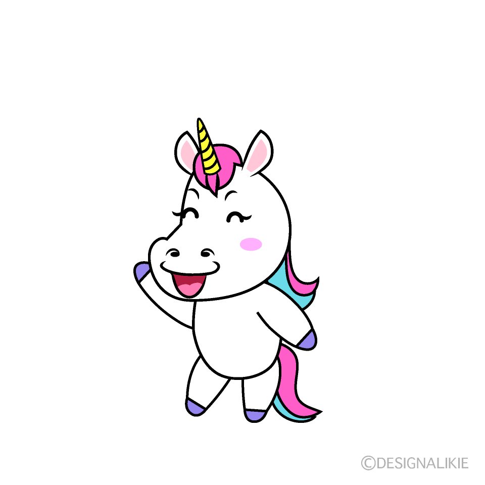 かわいい笑顔のユニコーンイラスト